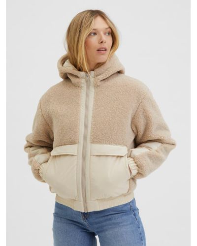 SELECTED Bea Teddy Bomber Jacket - Natural