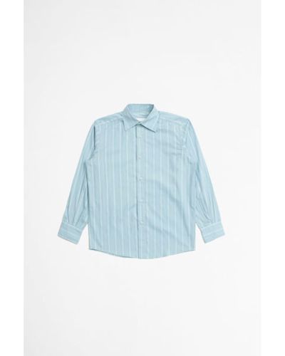 And Austin Dobby Striped Ls Shirt Sky - Blu