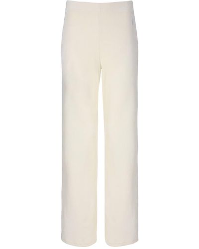 Juicy Couture Penelope Rib Velour Wide Leg Bottoms Sugar Swizzle - White