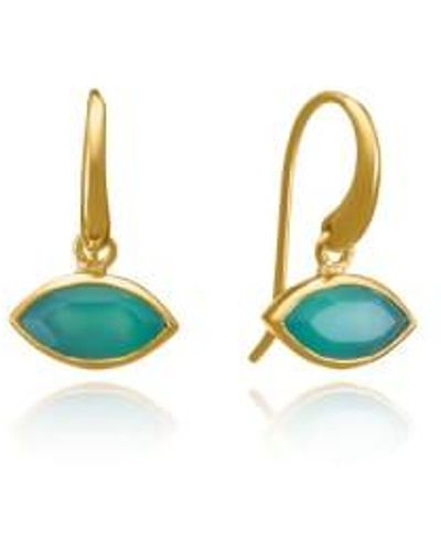 Azuni London Azuni lena marquise gemstone pendientes oro - Azul