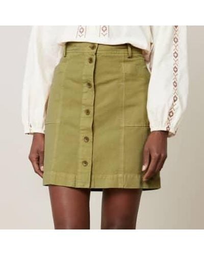 Hartford Matcha Linen Cotton Canvas Skirt 2 - Green