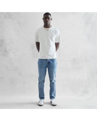 Wax London Dean t shirt blanco texturizado - Azul