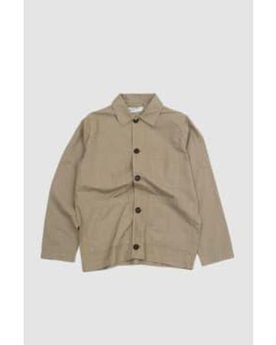 Universal Works Coverall Jacket Summer Oak Nearly Pinstripe S - Natural
