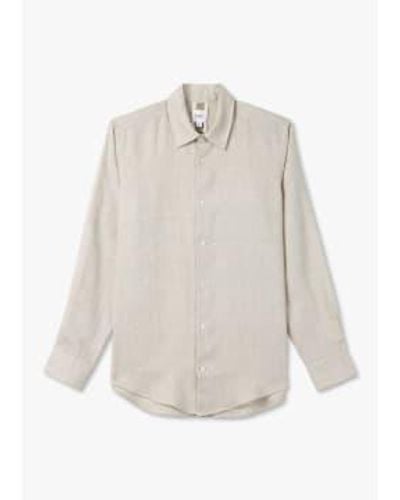 CHE Mens Linen Shirt In Oat - Bianco