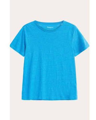 Knowledge Cotton Camiseta lino malibu azul