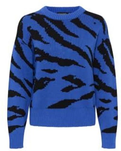 Soaked In Luxury Animal Print Cabba Pullover - Blu