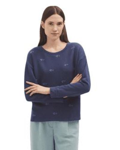 Nice Things Embroidered Fish Fleece From - Blu