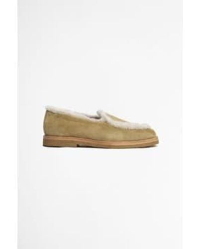 Jacques Soloviere Alexis Shearling Loafer Suede Calf Maracca 45 - Natural