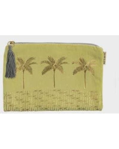 Artebene Clutch Cosmetic Bag Velvet Palms Velvet - Green