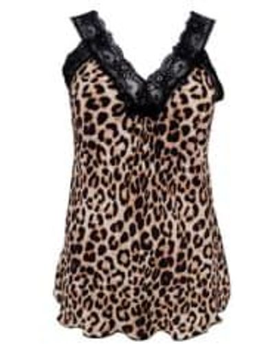 Every Thing We Wear Colour Bea Camisole Top Blouse Strappy Leopard Print - Marrone
