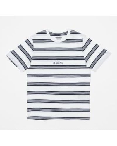 Jack & Jones Block Stripe Short Sleeve T-shirt In M - Blue