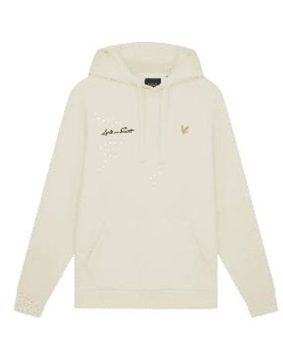 Lyle & Scott Archive Embroidered Letter Hoodie Vanilla Ice - Bianco