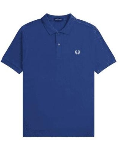 Fred Perry Slim Fit Plain Polo Cobalt S - Blue