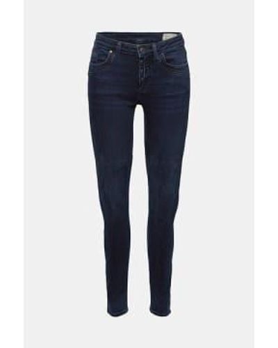 Esprit Button-fly Jeans With A Cashmere Texture - Blue