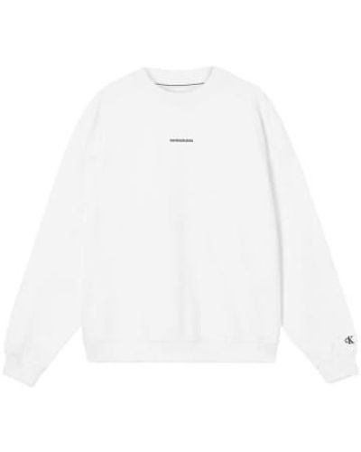 Calvin Klein Rundhals-sweatshirt mit mikro-branding weiß