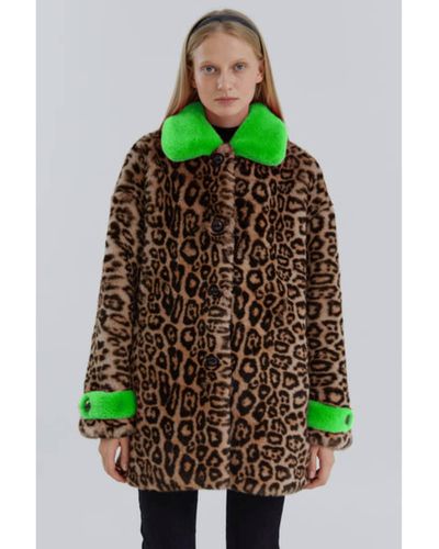 Molliolli New Mare Leopard And Neon Green Coat