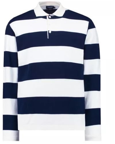 Holebrook Berra rugger Ls Knit Top Navy White Stripe S - Blue