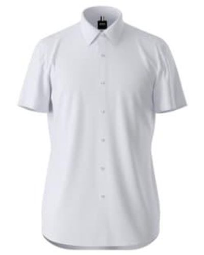 BOSS Light Slim Fit Short Sleeve Shirt - Blu