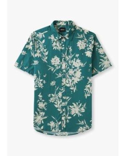 Replay Mens Floral Print Short Sleeve Shirt In Pale Emerald And - Verde