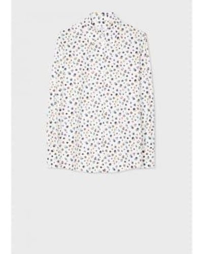 Paul Smith Small Ink Stain Fitted Shirt Col: 02 Off , Size: 12 - White