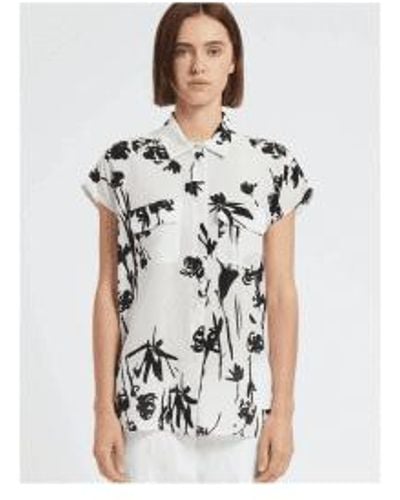 Marella Mister detalle floral detalle camisa manga corta col: floral blanco, siz