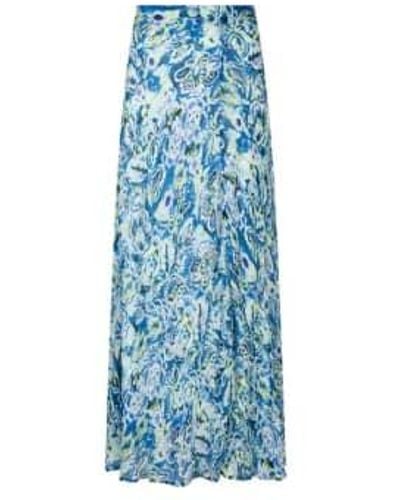 EsQualo Long Skirt In Bayside Flower Bomb Print - Blu