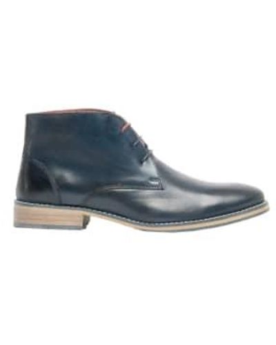 Front Logan Leather Chukka Boots Navy 7 - Blue