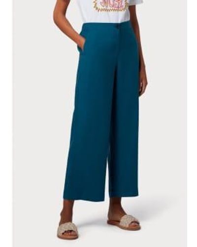 Paul Smith Wide Leg Elasticated Cropped Pants Col: 46 , Size: 12 - Blue