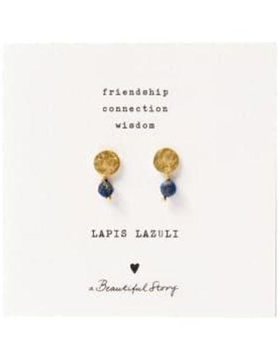 A Beautiful Story Aw30802 Mini Coin Lapis Lazuli Gp Earrings One Size - White