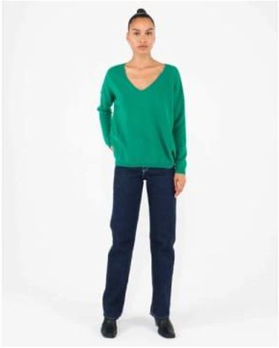 ABSOLUT CASHMERE Angèle 100% Oversized V-neck Sweater Imperial Xs - Green