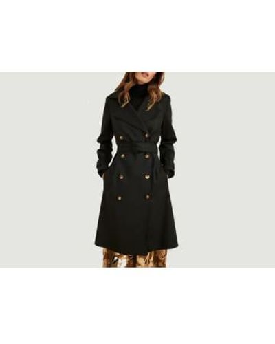 La Petite Francaise Belted Long Trench Coat Madame 36 - Black