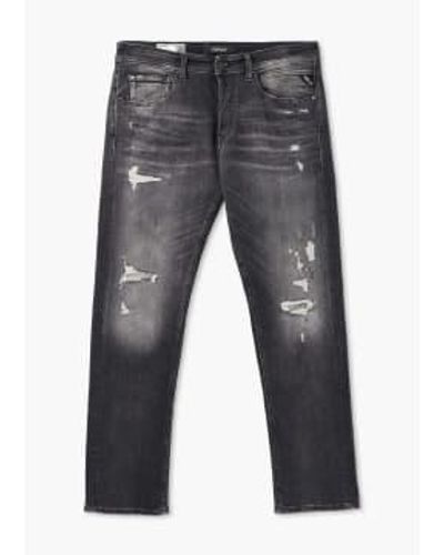 Replay Mens grover 573 jeans biológicos en gris medio