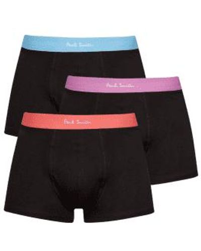 Paul Smith 3 pack unterwäsche col: schwarz mit lila/rosa/blaugrüner bund