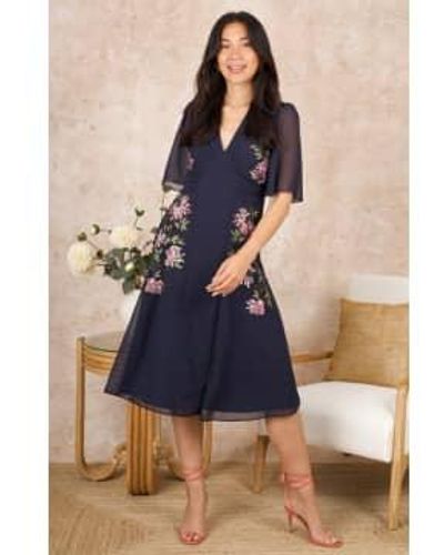 Hope & Ivy Tiffany Dress Navy Print / Uk 8 - Blue