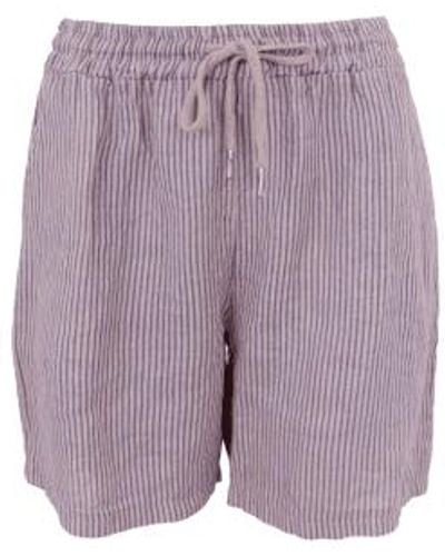 Black Colour Calypso Rose Melina Linen Shorts S/m - Purple