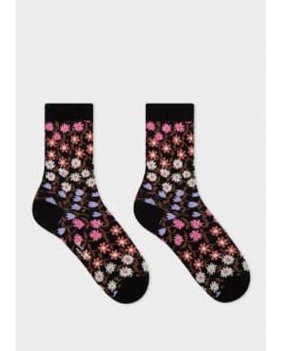 Paul Smith Wanda Floral Socks - Nero