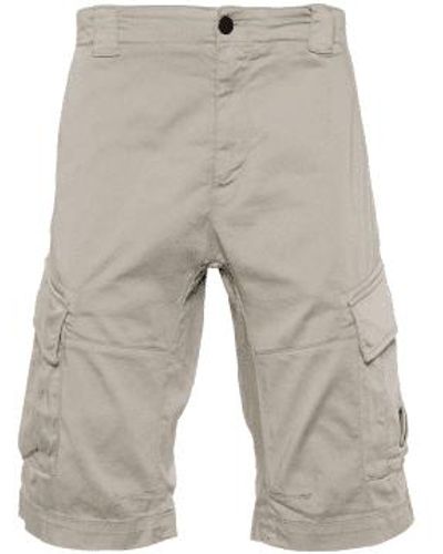 C.P. Company Garment Dyed Stretch Sateen Lens Pocket Shorts Goat - Grey