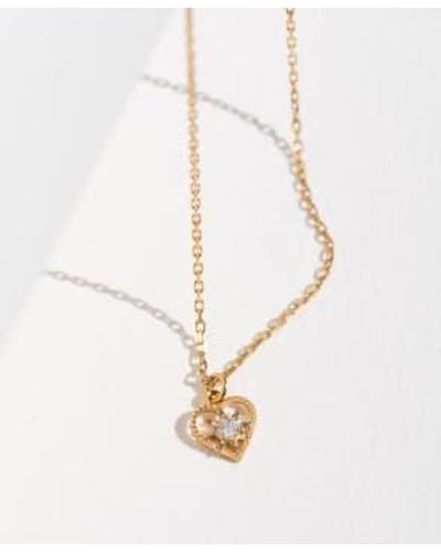 Zoe & Morgan Kind Heart White Zircon Necklace - Metallizzato