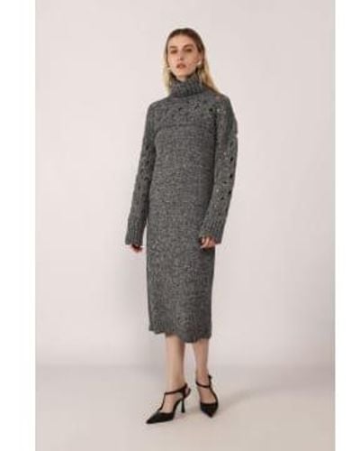 Dixie Layered Knit Roll Neck Dress S - Gray