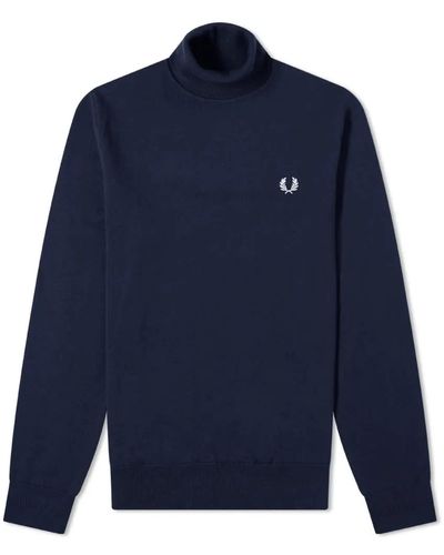 Fred Perry Authentic Roll Neck Knit Navy - Azul