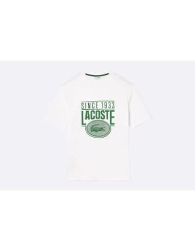 Lacoste Lose fit cotton jersey print t-shirt weiß - Grün