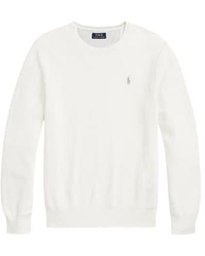 Ralph Lauren Swear Textured Cotton Crewneck Jumper L - White