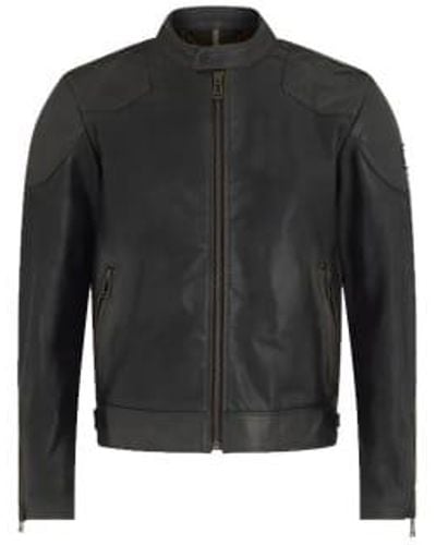 Belstaff Legacy Outlaw Jacket Hand Waxed Leather Antique - Black