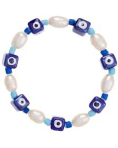 Talis Chains Eye Spy Pearl Bracelet Navy One Size - Blue