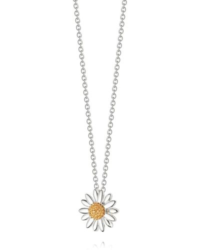Daisy London 12 mm Gänseblümchen-Halskette aus Sterlingsilber - Mettallic