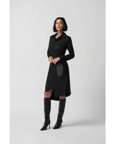 Joseph Ribkoff Sweater Knit Dress With Faux Leather Patched Pockets - Bianco