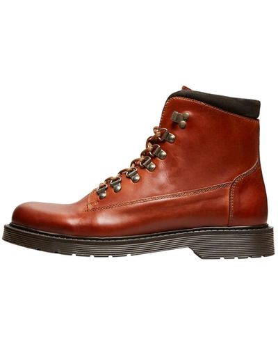 SELECTED Mads Leather Boot - Brown
