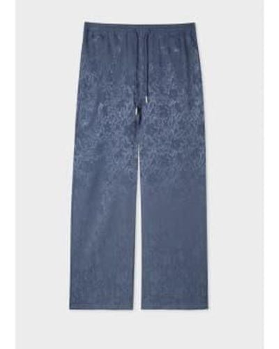 Paul Smith Navy Elasticated Floral Waist Trousers - Blu