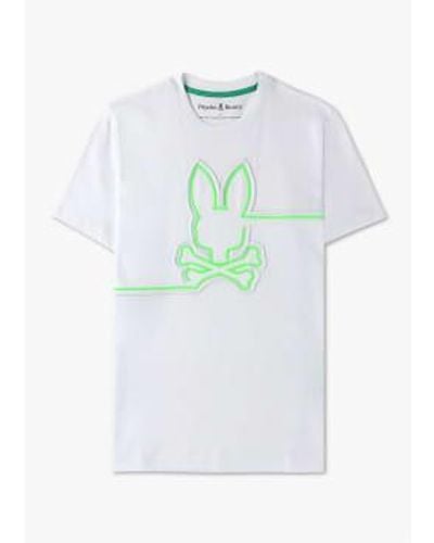 Psycho Bunny Herren-t-shirt "chester" mit bestickter grafik in weiß