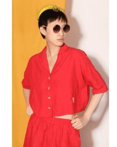 L.F.Markey L.f Maxim Linen Vermillion Shirt S/m - Red